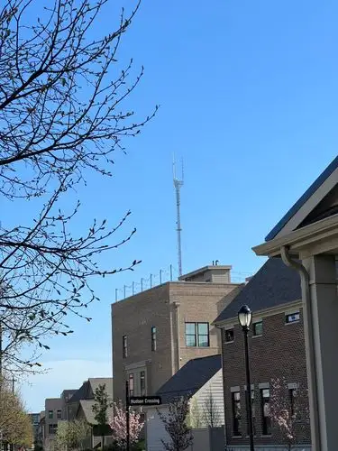 Urban vibes meet clear blue skies.